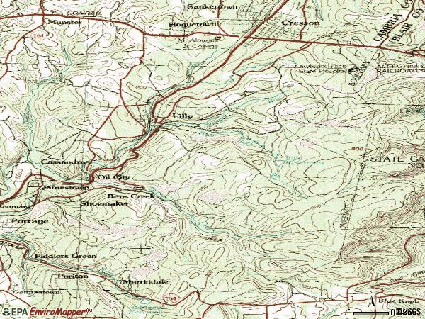 Zip code 15938 topographic map