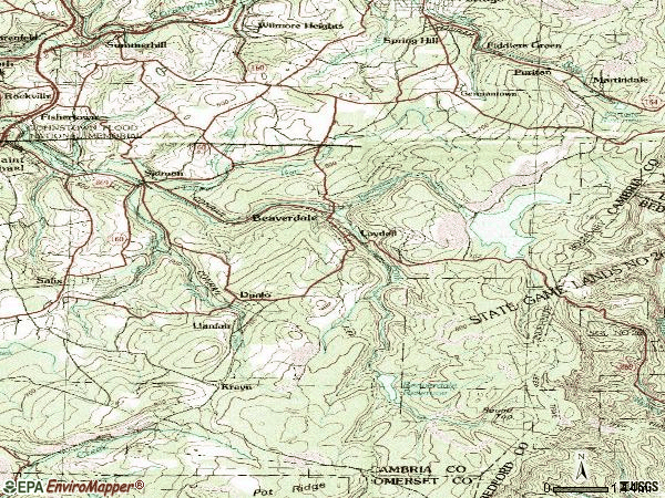 Zip code 15955 topographic map