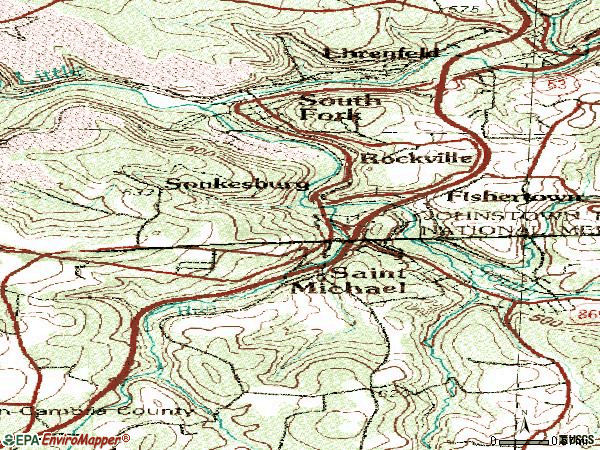 Zip code 15956 topographic map