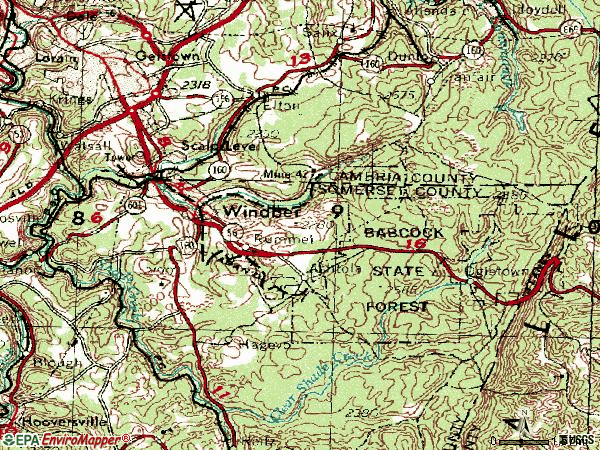 Zip code 15963 topographic map