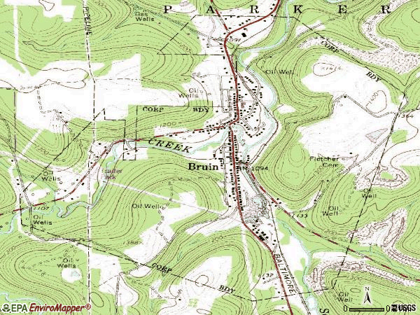 Zip code 16022 topographic map