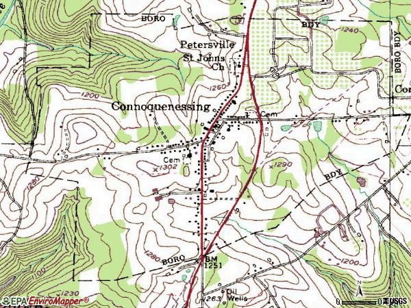 Zip code 16027 topographic map