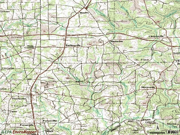 Zip code 16038 topographic map