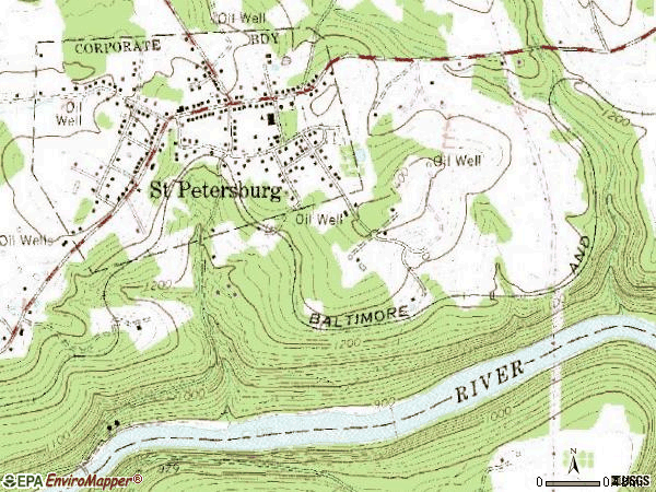 Zip code 16054 topographic map