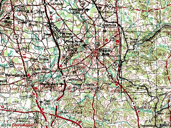 Zip code 16057 topographic map