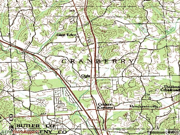Zip code 16066 topographic map