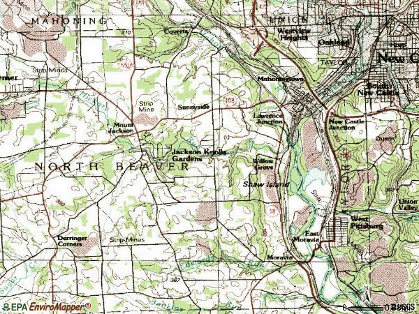 Zip code 16102 topographic map