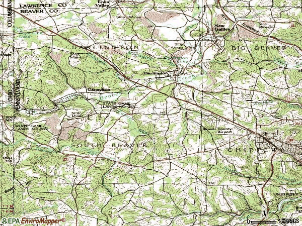 Zip code 16115 topographic map