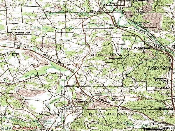 Zip code 16141 topographic map