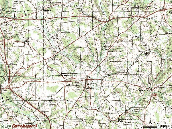 Zip code 16142 topographic map