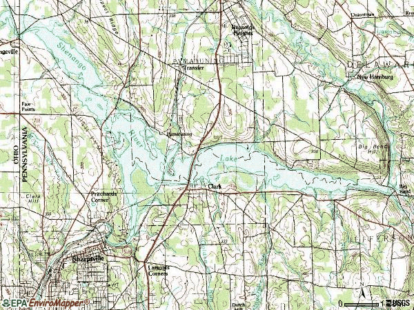 Zip code 16150 topographic map