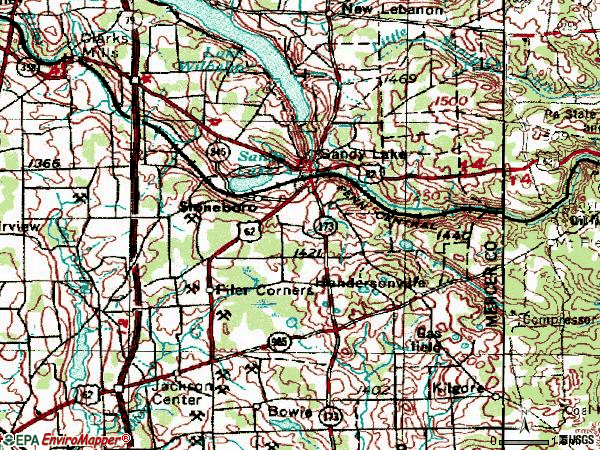 Zip code 16153 topographic map