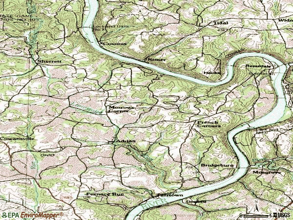 Zip code 16210 topographic map