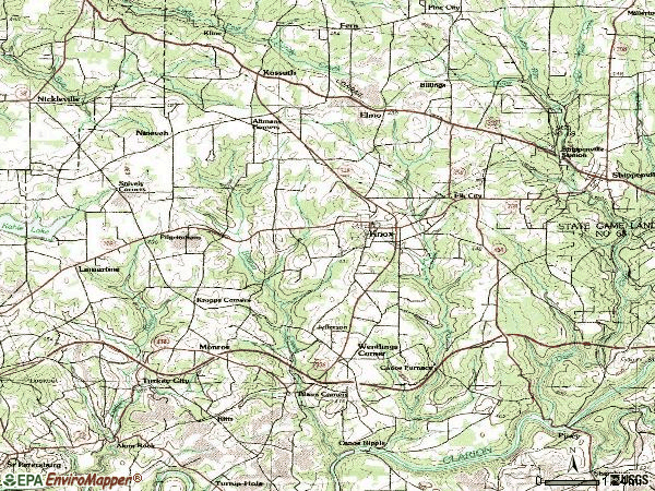 Zip code 16232 topographic map