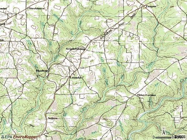 Zip code 16235 topographic map