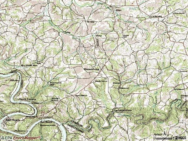 Zip code 16248 topographic map