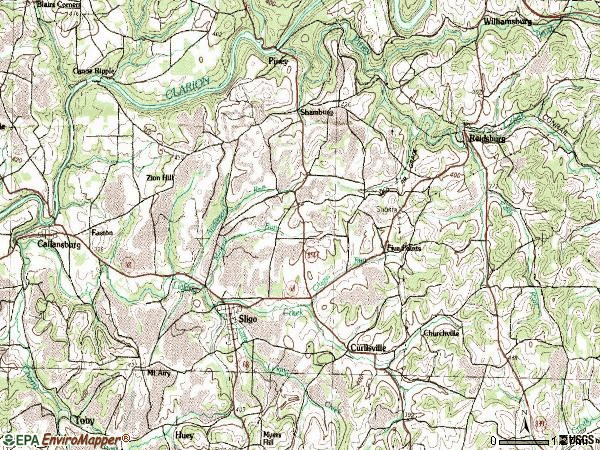 Zip code 16255 topographic map