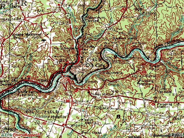 Zip code 16301 topographic map