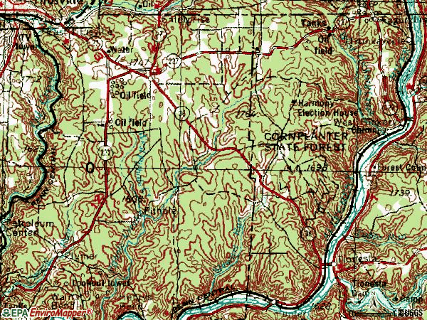 Zip code 16341 topographic map