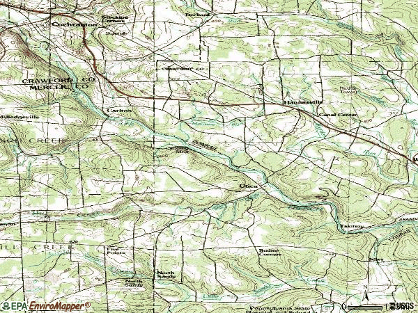 Zip code 16362 topographic map