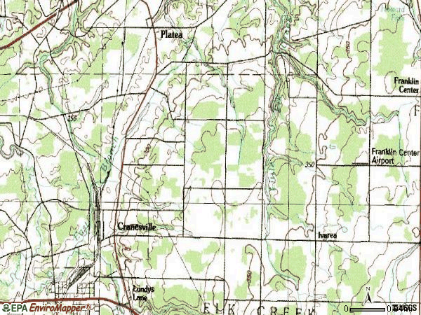 Zip code 16410 topographic map