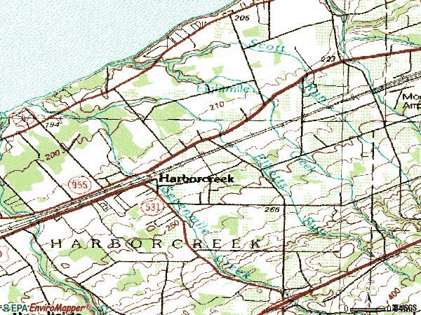 Zip code 16421 topographic map