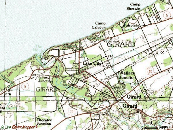 Zip code 16423 topographic map
