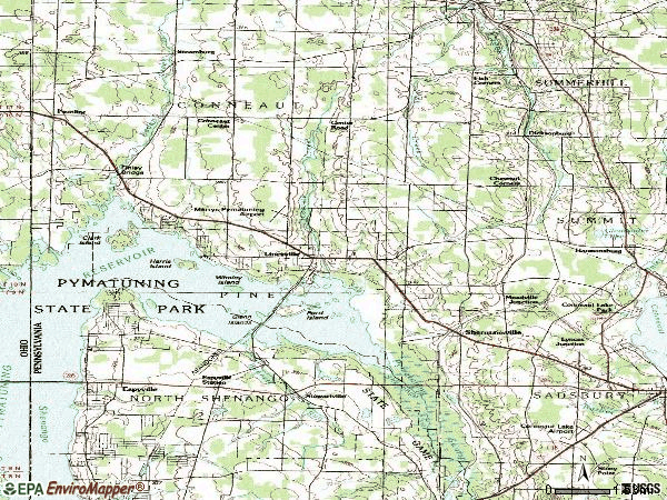 Zip code 16424 topographic map