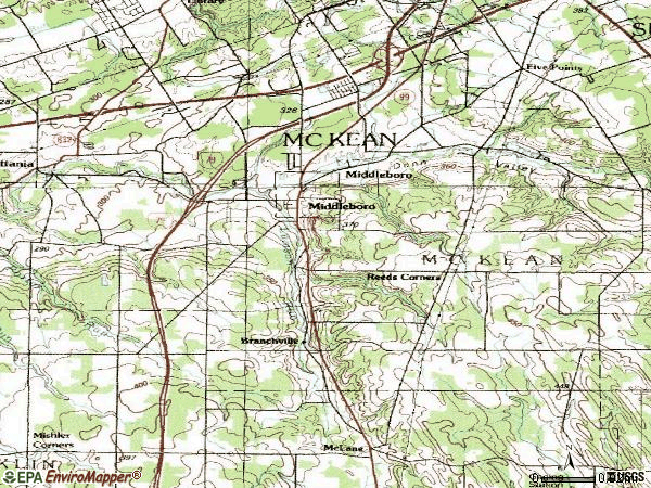 Zip code 16426 topographic map