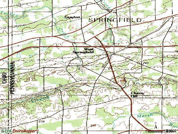 Zip code 16443 topographic map