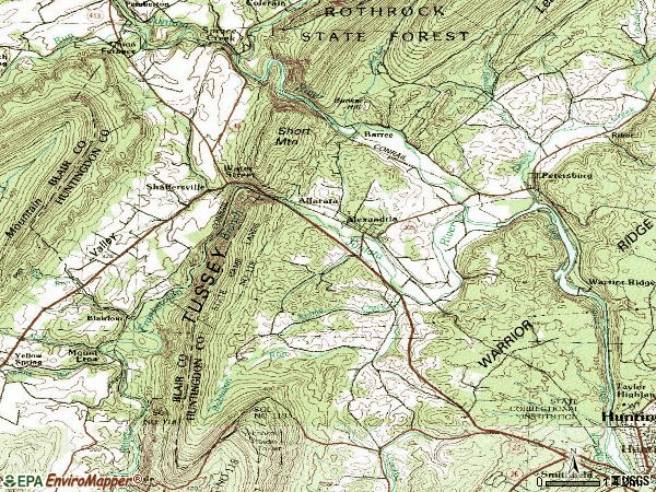 Zip code 16611 topographic map