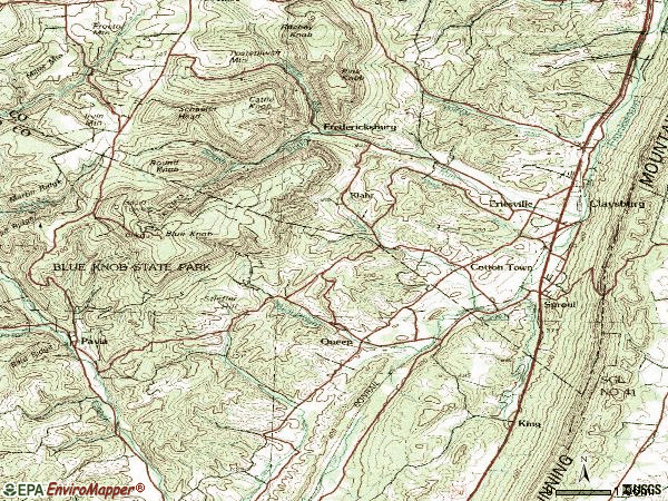 Zip code 16625 topographic map