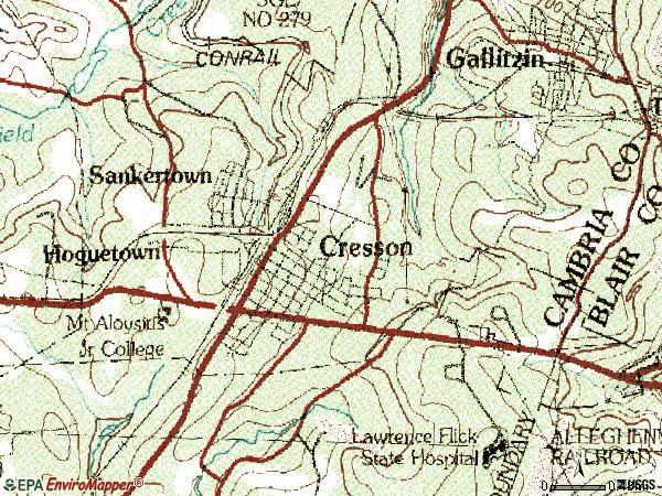 Zip code 16630 topographic map