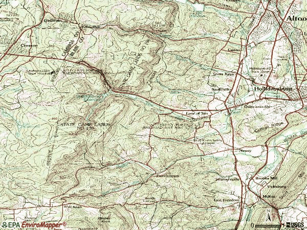 Zip code 16635 topographic map