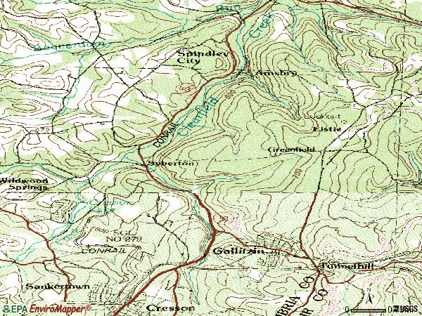 Zip code 16641 topographic map