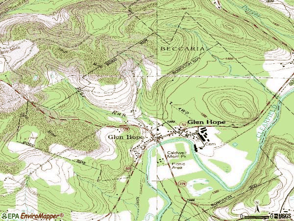 Zip code 16645 topographic map