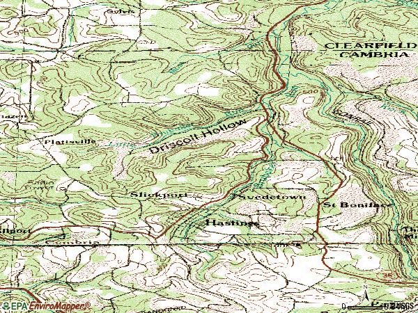 Zip code 16646 topographic map