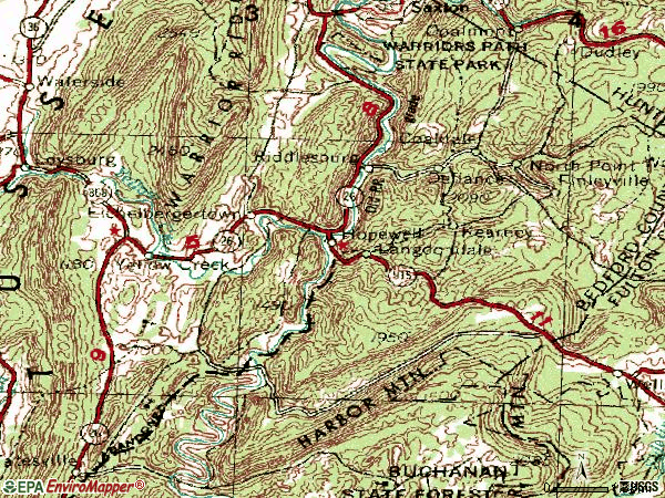 Zip code 16650 topographic map
