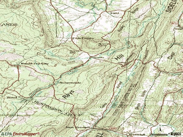 Zip code 16674 topographic map