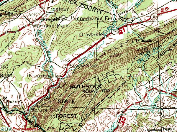 Zip code 16683 topographic map