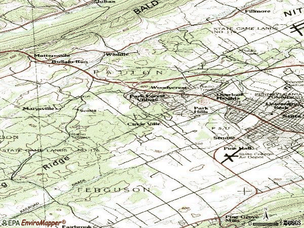 Zip code 16803 topographic map