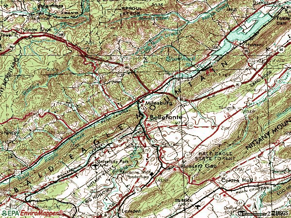 Zip code 16823 topographic map