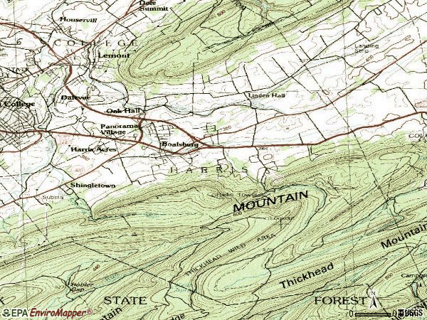 Zip code 16827 topographic map