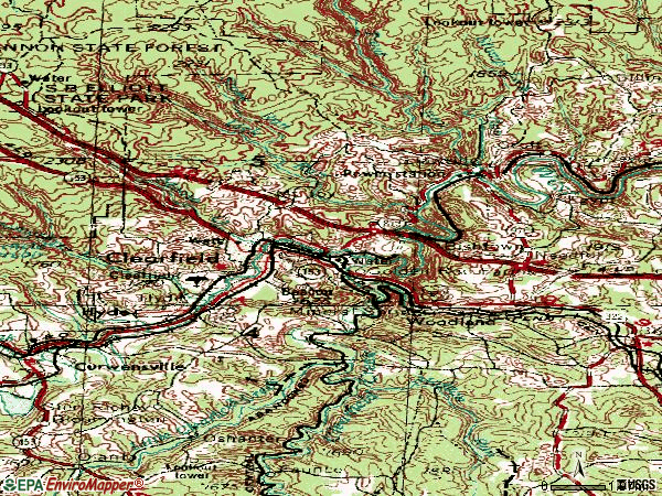 Zip code 16830 topographic map