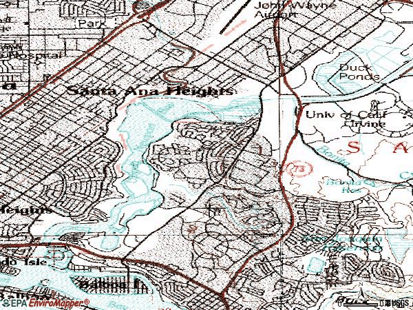 Zip code 92660 topographic map