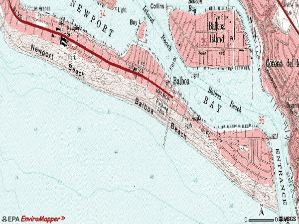 Zip code 92661 topographic map