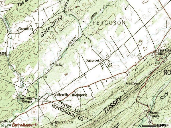 Zip code 16865 topographic map