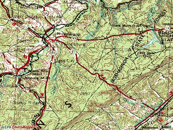 Zip code 16866 topographic map