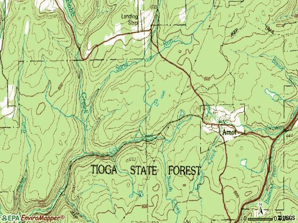 Zip code 16911 topographic map