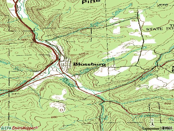 Zip code 16912 topographic map